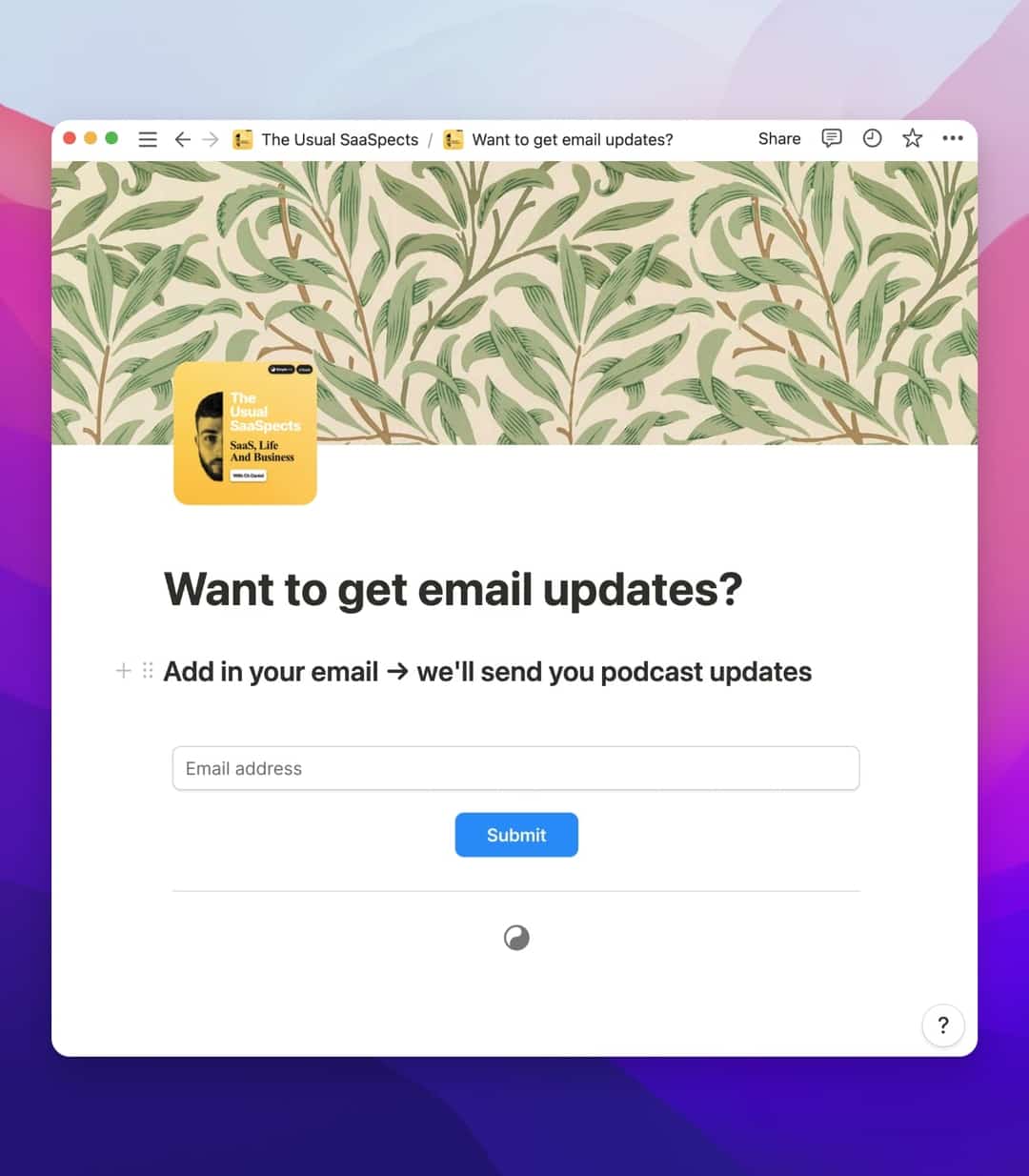screenshot of Simple Notion Forms